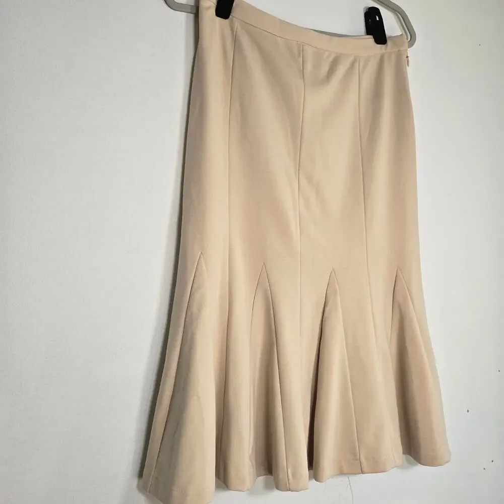 Spiegel Womens Beige Flare Polyester Blend Side Zip Classic Fit Skirt Size 10P